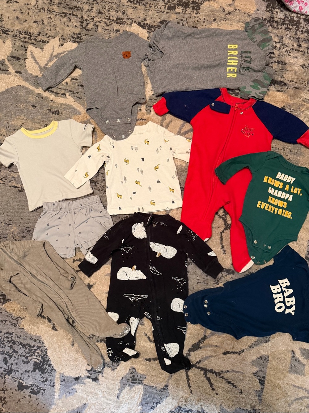 Baby Boy 10pc bundle Size 3mo Footies Tshirt Onsie Shorts